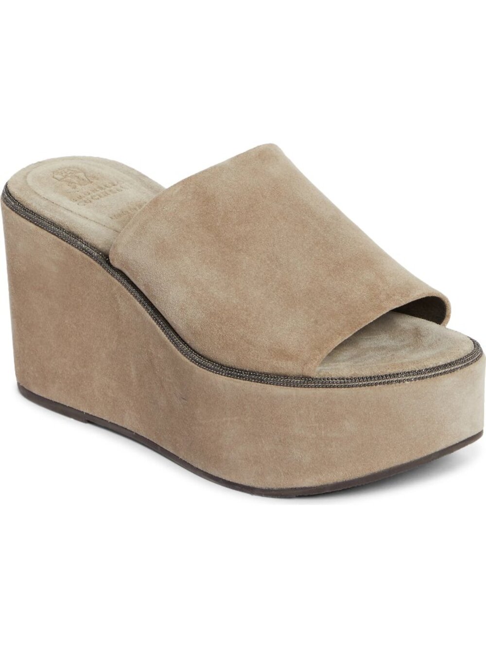 NWT Brunello Cucinelli Monili Authentic Platform Wedge Slide Sandal